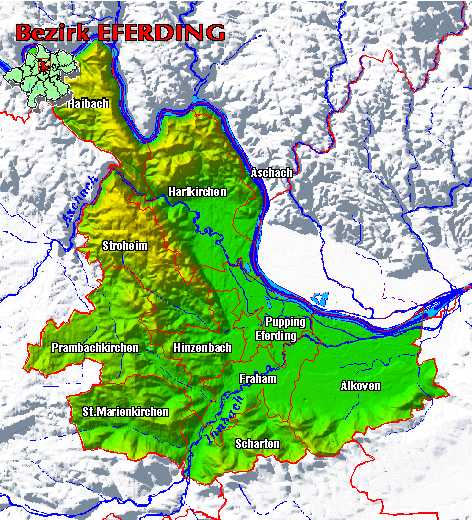 Landkarte Bezirk Eferding