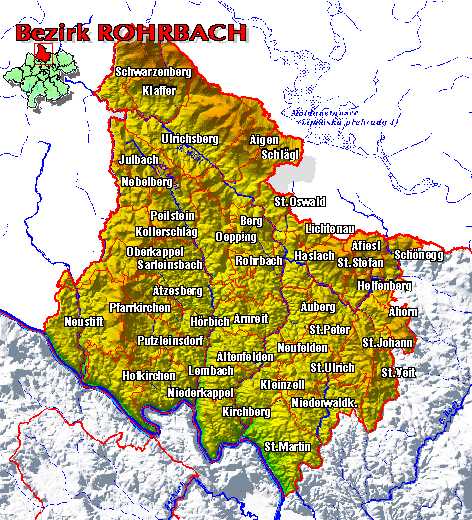 Landkarte Bezirk Rohrbach